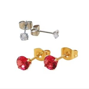 Gold and Silver Stud Earrings Set